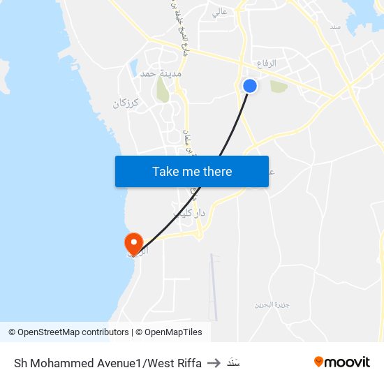 Sh Mohammed Avenue1/West Riffa to سَنَد map