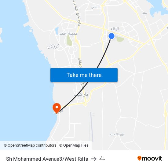 Sh Mohammed Avenue3/West Riffa to سَنَد map