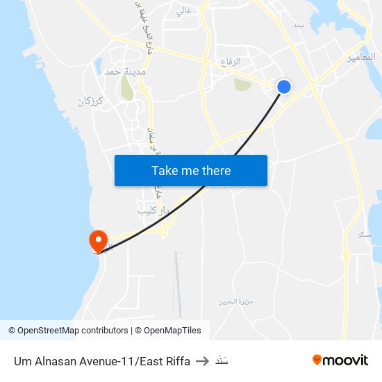 Um Alnasan Avenue-11/East Riffa to سَنَد map