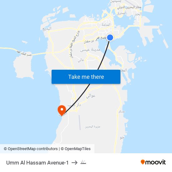 Umm Al Hassam Avenue-1 to سَنَد map
