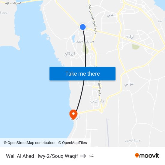 Wali Al Ahed Hwy-2/Souq Waqif to سَنَد map