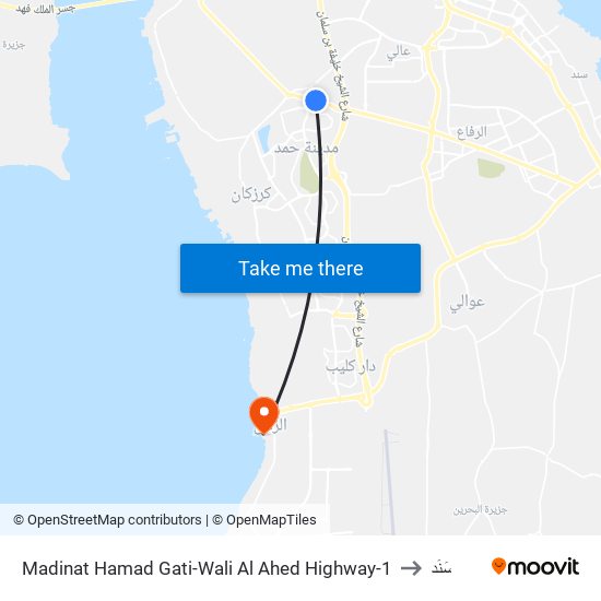 Madinat Hamad Gati-Wali Al Ahed Highway-1 to سَنَد map