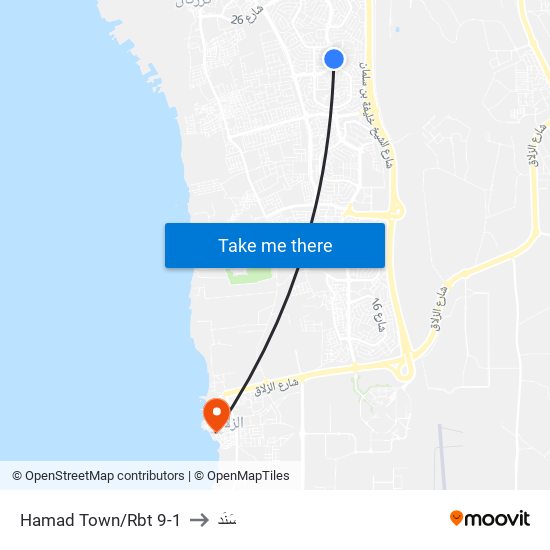 Hamad Town/Rbt 9-1 to سَنَد map