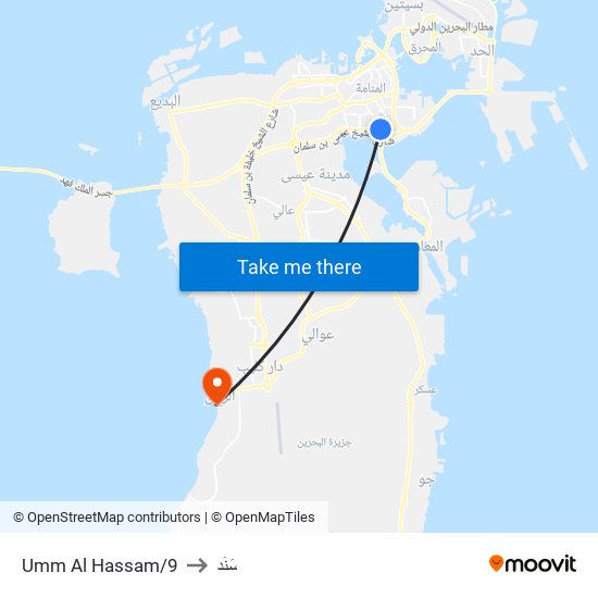 Umm Al Hassam/9 to سَنَد map