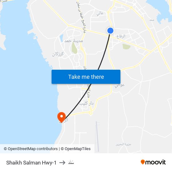 Shaikh Salman Hwy-1 to سَنَد map