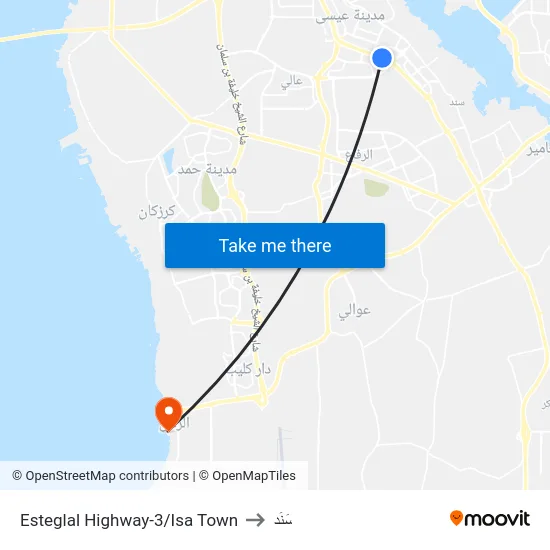 Esteglal Highway-3/Isa Town to سَنَد map
