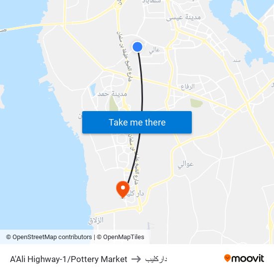 A'Ali Highway-1/Pottery Market to داركليب map