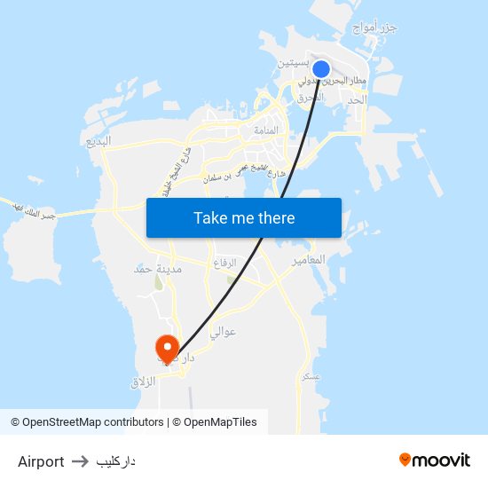Airport to داركليب map