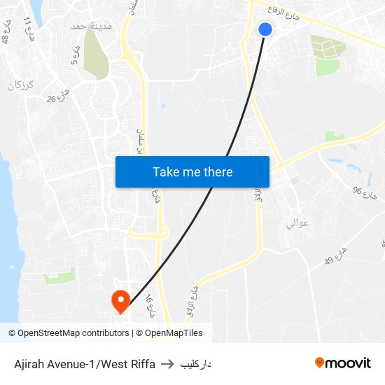 Ajirah Avenue-1/West Riffa to داركليب map