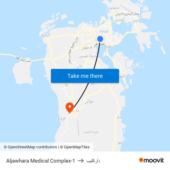 Aljawhara Medical Complex-1 to داركليب map