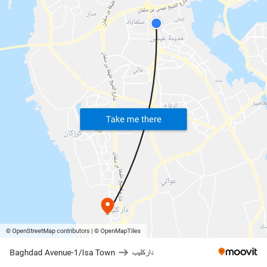 Baghdad Avenue-1/Isa Town to داركليب map