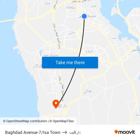 Baghdad Avenue-7/Isa Town to داركليب map