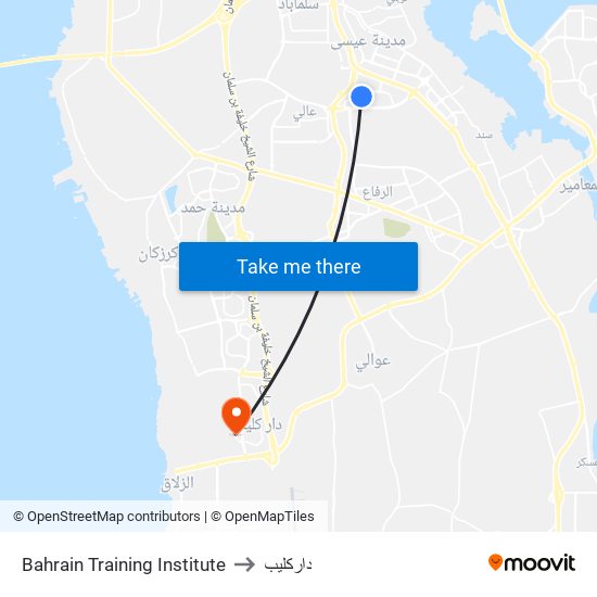 Bahrain Training Institute to داركليب map