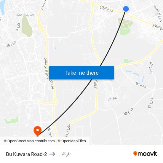 Bu Kuwara Road-2 to داركليب map