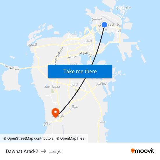 Dawhat Arad-2 to داركليب map