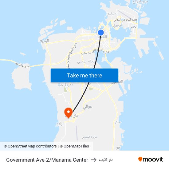 Government Ave-2/Manama Center to داركليب map