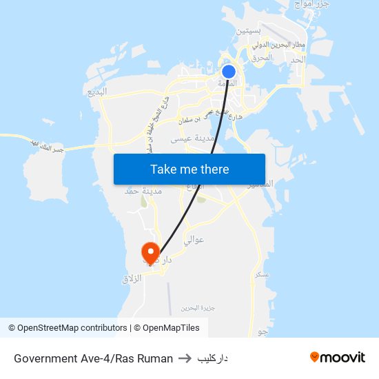 Government Ave-4/Ras Ruman to داركليب map