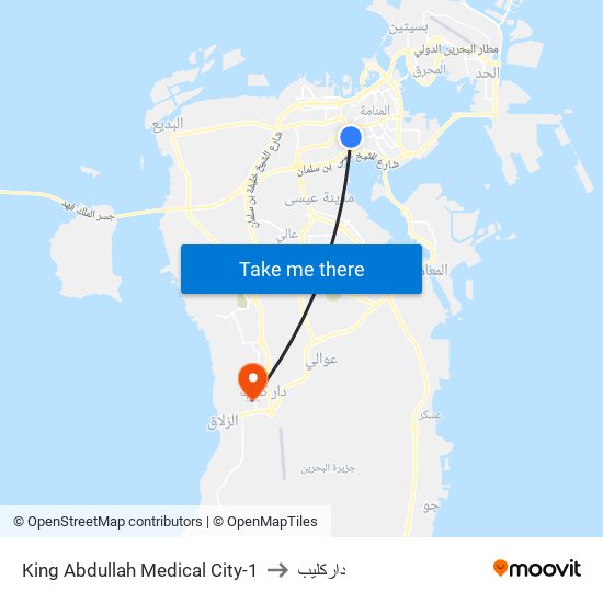 King Abdullah Medical City-1 to داركليب map