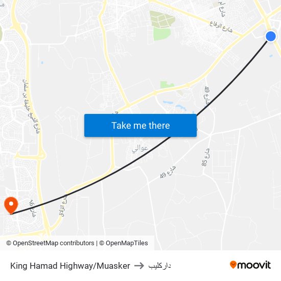 King Hamad Highway/Muasker to داركليب map