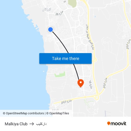 Malkiya Club to داركليب map