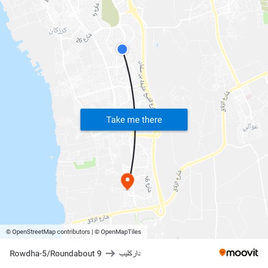 Rowdha-5/Roundabout 9 to داركليب map