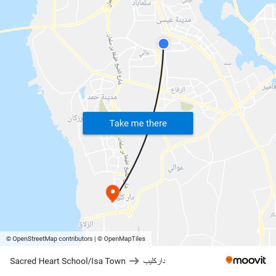 Sacred Heart School/Isa Town to داركليب map