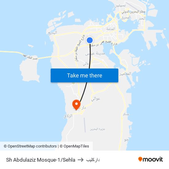 Sh Abdulaziz Mosque-1/Sehla to داركليب map