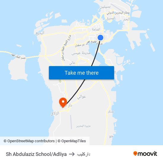 Sh Abdulaziz School/Adliya to داركليب map