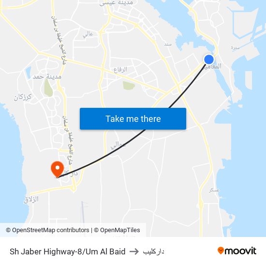 Sh Jaber Highway-8/Um Al Baid to داركليب map