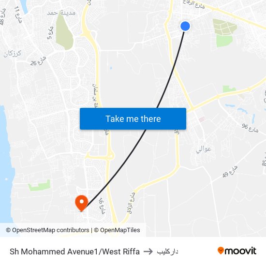 Sh Mohammed Avenue1/West Riffa to داركليب map