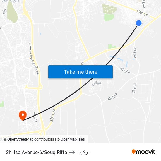 Sh. Isa Avenue-6/Souq Riffa to داركليب map