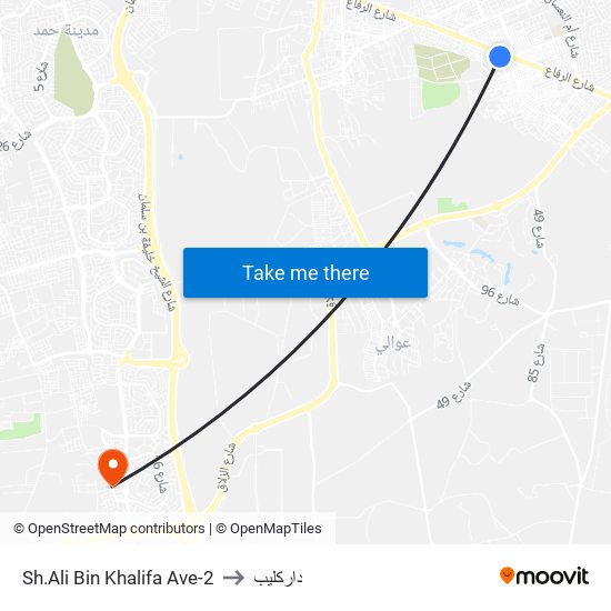 Sh.Ali Bin Khalifa Ave-2 to داركليب map
