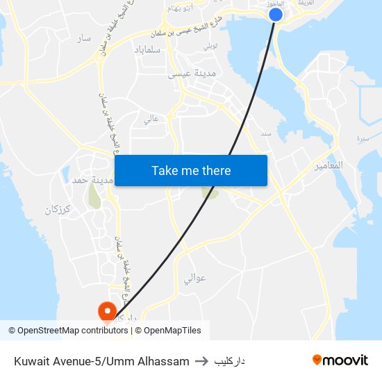 Kuwait Avenue-5/Umm Alhassam to داركليب map