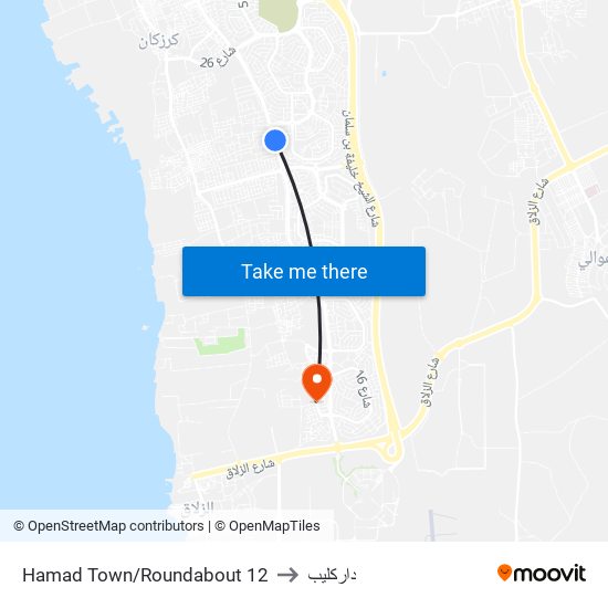 Hamad Town/Roundabout 12 to داركليب map