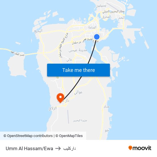 Umm Al Hassam/Ewa to داركليب map