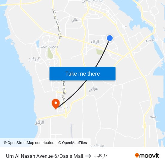 Um Al Nasan Avenue-6/Oasis Mall to داركليب map