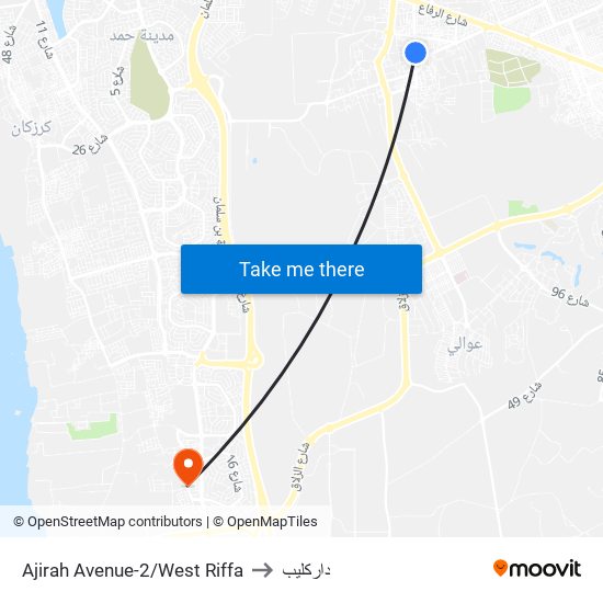 Ajirah Avenue-2/West Riffa to داركليب map