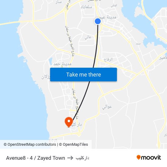 Avenue8 - 4 / Zayed Town to داركليب map