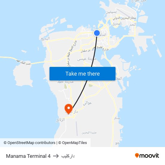 Manama Terminal 4 to داركليب map