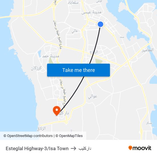 Esteglal Highway-3/Isa Town to داركليب map