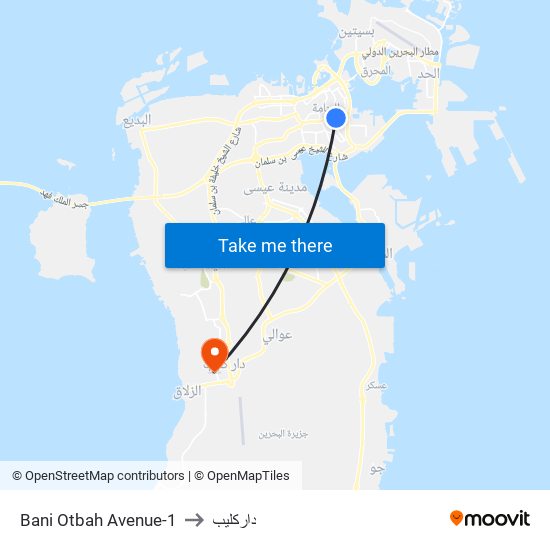 Bani Otbah Avenue-1 to داركليب map