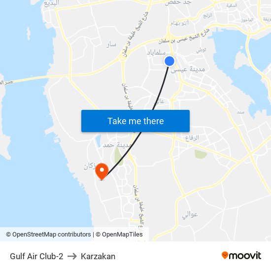 Gulf Air Club-2 to Karzakan map