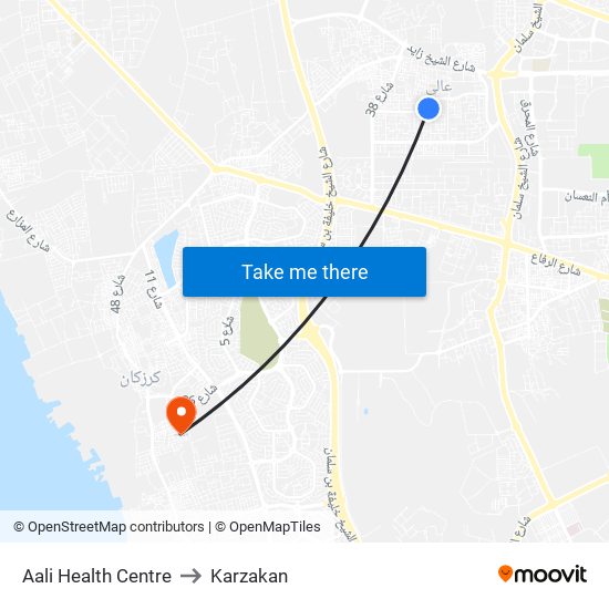 Aali Health Centre to Karzakan map