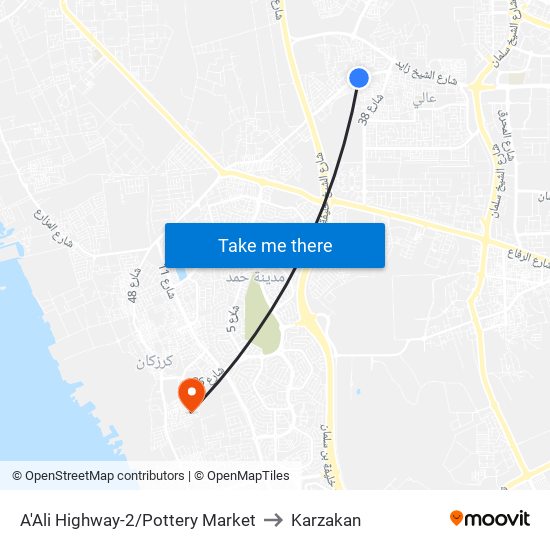 A'Ali Highway-2/Pottery Market to Karzakan map