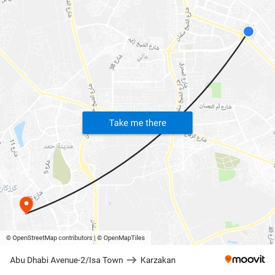 Abu Dhabi Avenue-2/Isa Town to Karzakan map