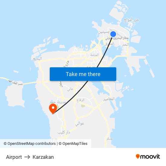 Airport to Karzakan map