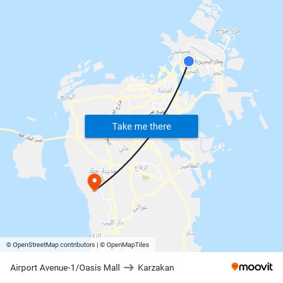 Airport Avenue-1/Oasis Mall to Karzakan map