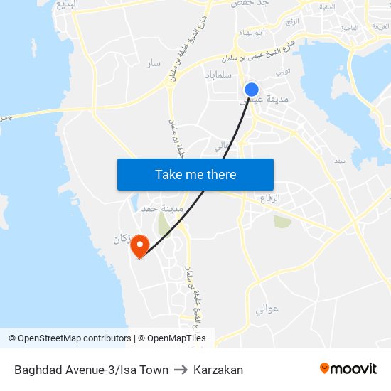 Baghdad Avenue-3/Isa Town to Karzakan map