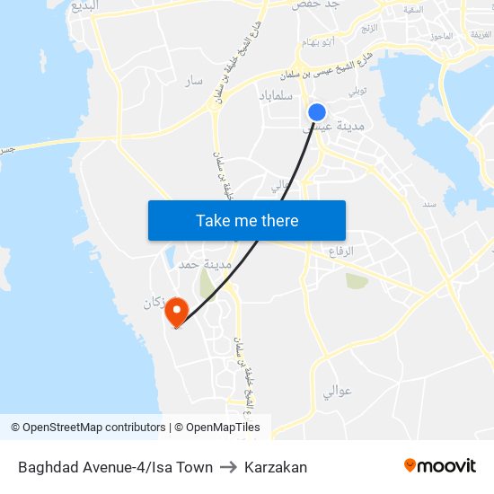 Baghdad Avenue-4/Isa Town to Karzakan map