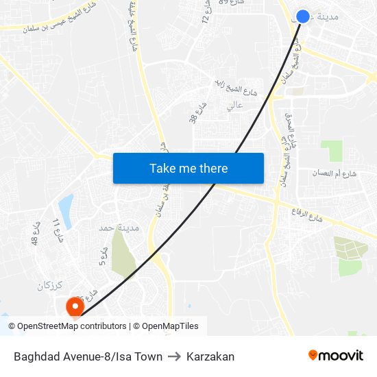 Baghdad Avenue-8/Isa Town to Karzakan map